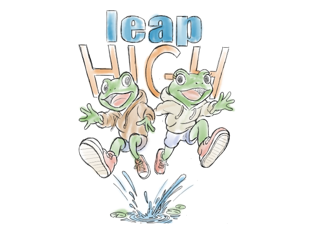 Skizze von 2 Fröschen die springen.